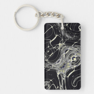 Golden Web Abstract Fractal Art Key Ring