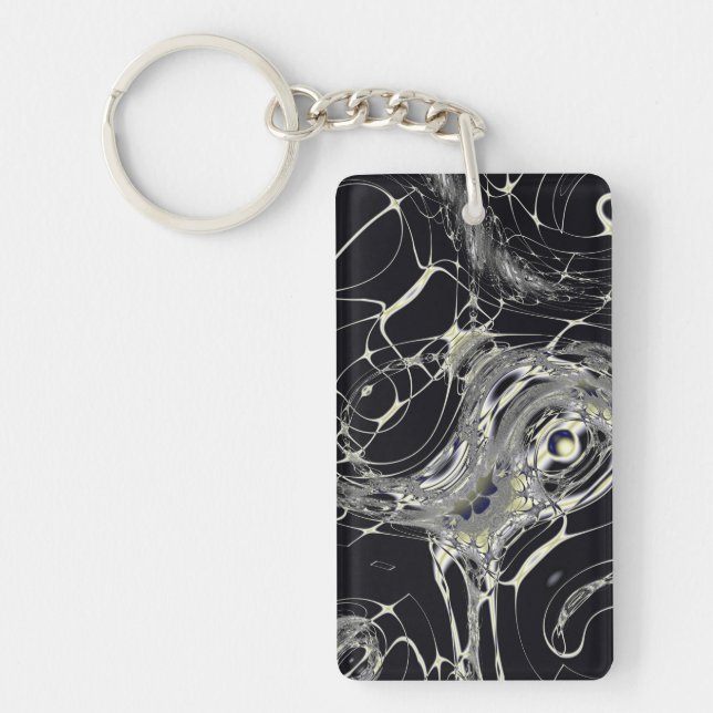 Golden Web Abstract Fractal Art Key Ring (Front)