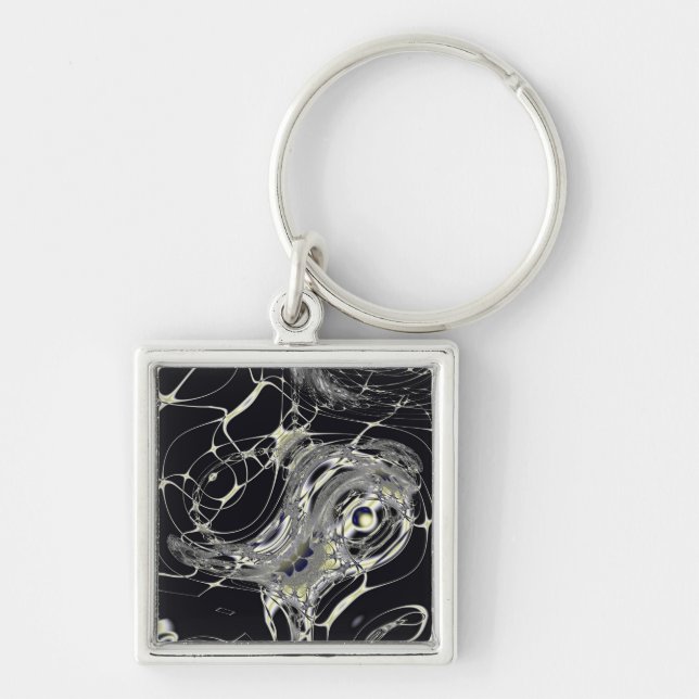 Golden Web Abstract Fractal Art Key Ring (Front)