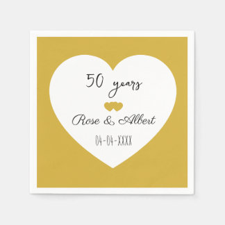 Golden Wedding, 50 Years of Marriage, Custom  Napkin