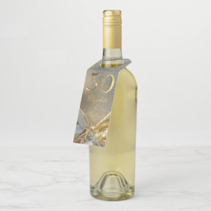 Golden Wedding 50th Anniversary Elegant Faux Gold Bottle Tag