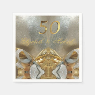 Golden Wedding 50th Anniversary Elegant Faux Gold Napkin