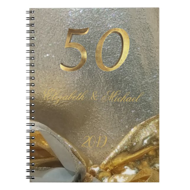 Golden Wedding 50th Anniversary Elegant Faux Gold Notebook (Front)