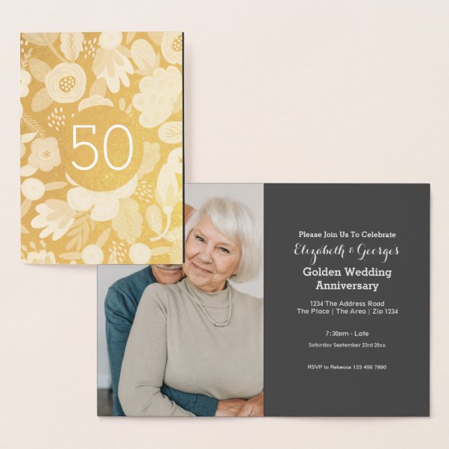 Golden Wedding 50th Anniversary Foil Card (Display)