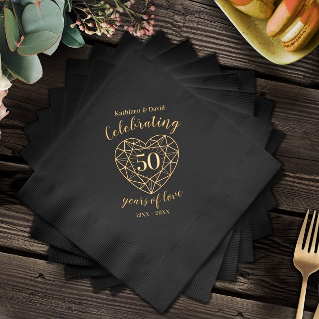 Golden wedding 50th Foil Stamped Napkins (Creator Uploaded)