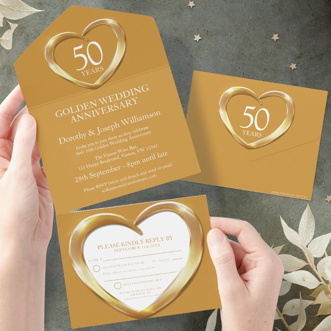 Golden wedding anniversary 50 years party event al all in one invitation (Creator Uploaded)