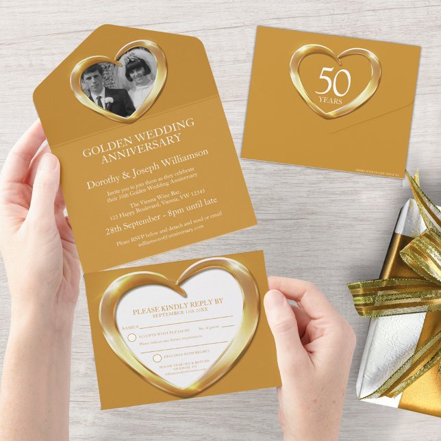 Golden wedding anniversary 50 years party event all in one invitation (Creator Uploaded)