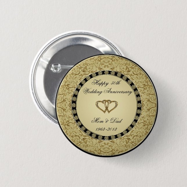 Golden Wedding Anniversary Button (Front & Back)