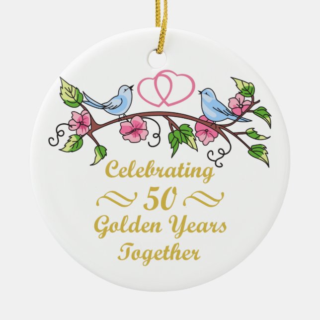Golden Wedding Anniversary Ceramic Ornament (Front)