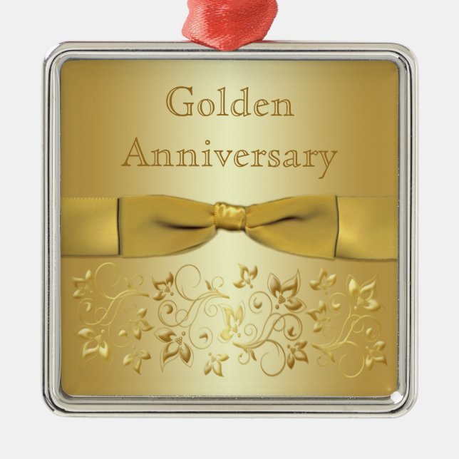 Golden Wedding Anniversary Christmas Ornament (Front)