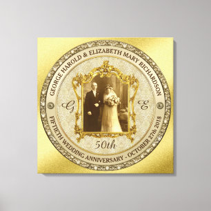 Golden Wedding Anniversary Classic Photo Frame Canvas Print