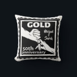 Golden wedding anniversary holding hands 50th cushion<br><div class="desc">If you would like any help customising this design,  please use the ask this designer button,  just below this text. A romantic design for your gold wedding anniversary,  when you are celebrating 50 years of marriage. This design has a Vector illustration of a couple holding hands.</div>