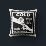 Golden wedding anniversary holding hands 50th cushion<br><div class="desc">If you would like any help customising this design,  please use the ask this designer button,  just below this text. A romantic design for your gold wedding anniversary,  when you are celebrating 50 years of marriage. This design has a Vector illustration of a couple holding hands.</div>