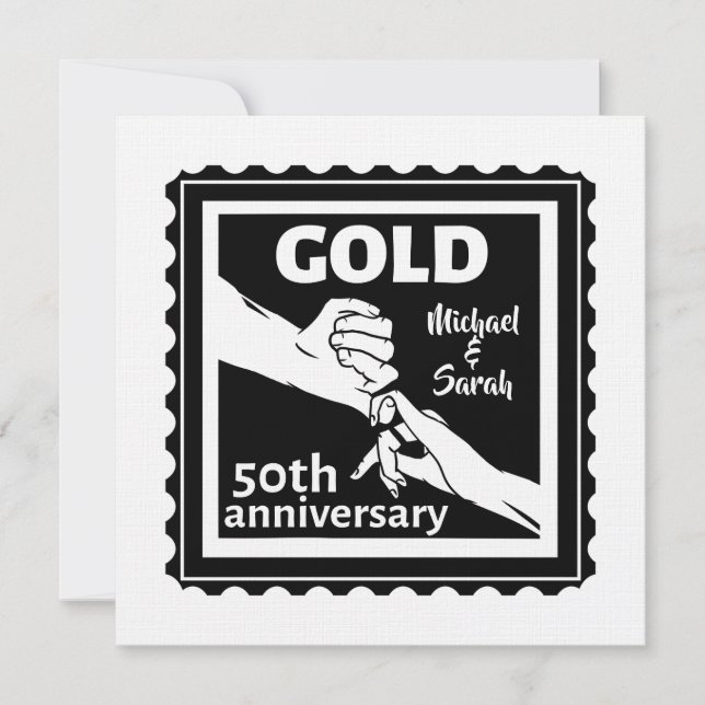 Golden wedding anniversary holding hands 50th invitation (Front)