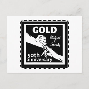 Golden wedding anniversary holding hands 50th postcard