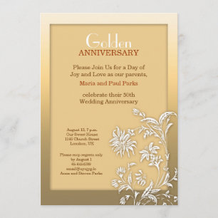 golden wedding anniversary invitation