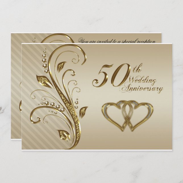 Golden Wedding Anniversary Invitation Card (Front/Back)