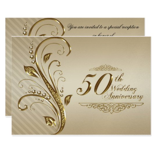 Golden Wedding Anniversary Invitation Card