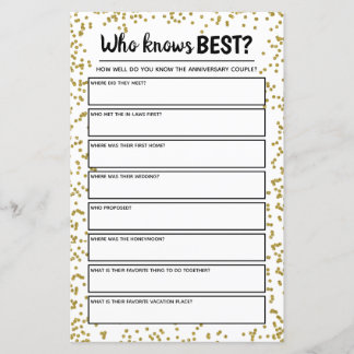 Golden Wedding Anniversary Party Game