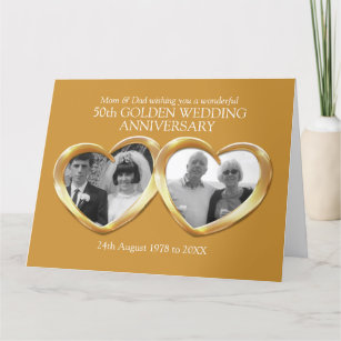 Golden wedding anniversary past present photo card
