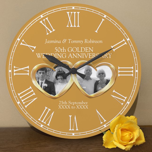 Golden wedding anniversary past present photo large clock (Creator Uploaded)