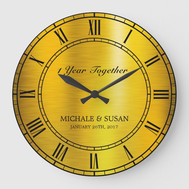 Golden Wedding Anniversary (Personalise) Large Clock (Front)