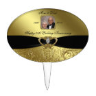 Golden Wedding Anniversary Photo Cake Topper