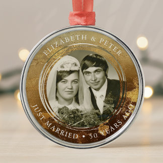 Golden Wedding Anniversary Photo Metal Ornament
