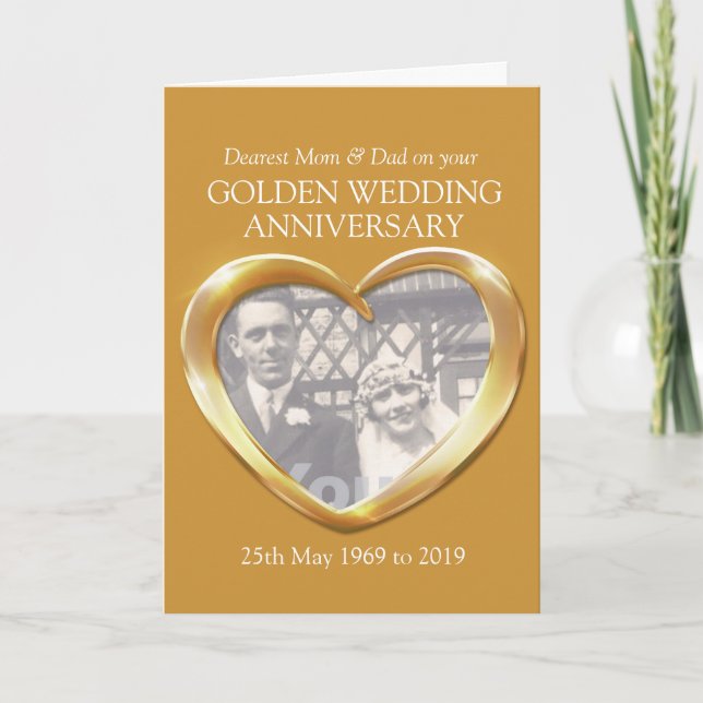 Golden wedding anniversary photo mom & dad card (Front)