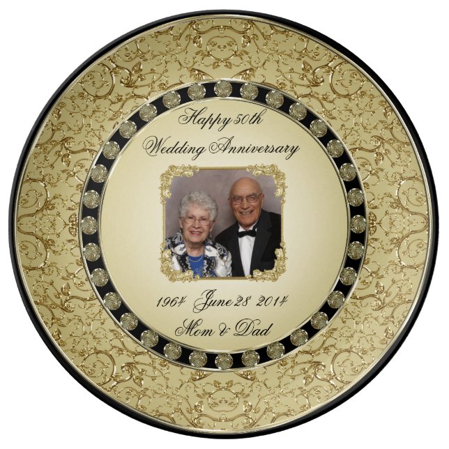 Golden Wedding Anniversary Porcelain Photo Plate (Front)