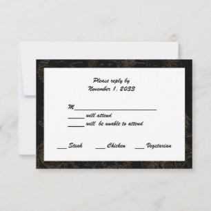 Golden Wedding Anniversary RSVP Cards Black w Gold