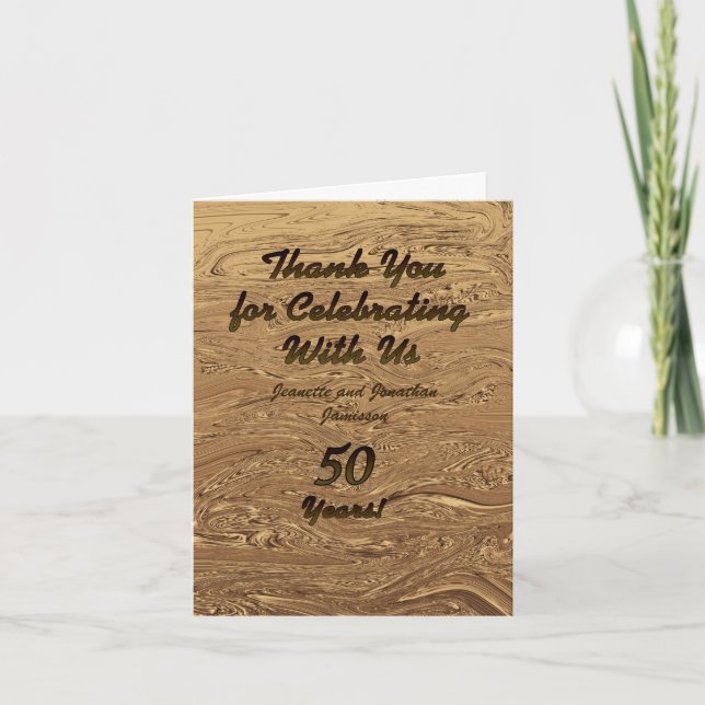 Golden Wedding Anniversary Thank You Note Card (Front)