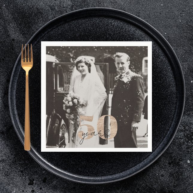 Golden Wedding Anniversary Then & Now 50 years Napkin (Creator Uploaded)