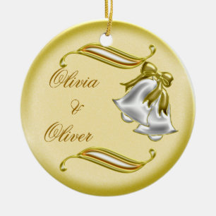 Golden Wedding Ceramic Tree Decoration