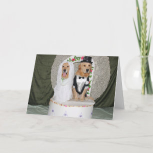 Golden Wedding Couple Atop the Cake Card