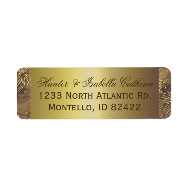 Golden Wedding Fireworks Return Address Label (Front)