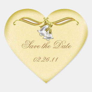 Golden Wedding Heart Sticker