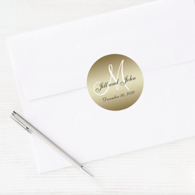 Golden Wedding Monogram Seals Sticker (Creator Uploaded)
