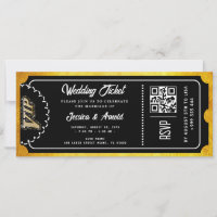 Golden wedding Party Ticket Invitation