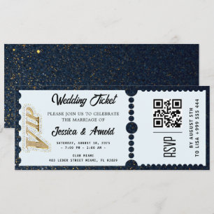 Golden wedding Party Ticket Invitation