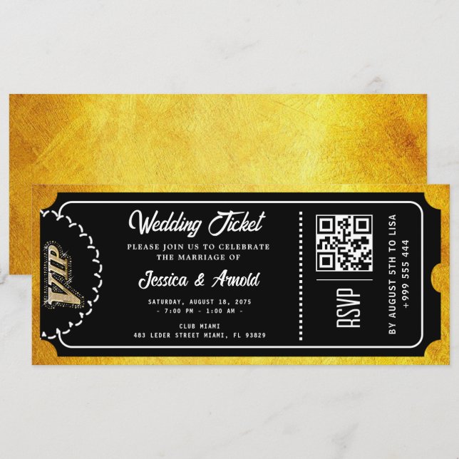 Golden wedding Party Ticket Invitation (Front/Back)