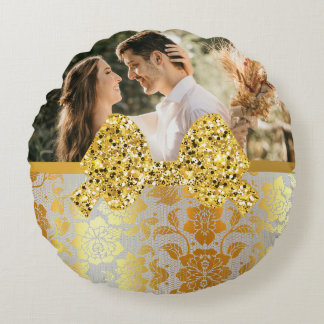 Golden Wedding photo Tote Bag Round Cushion