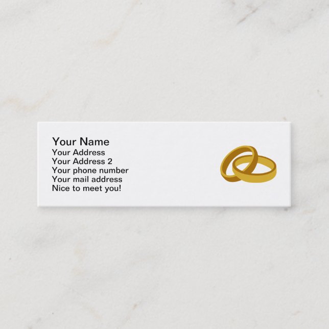 Golden Wedding rings Mini Business Card (Front)