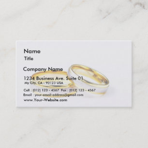 Golden Wedding Rings On White Background Business Card