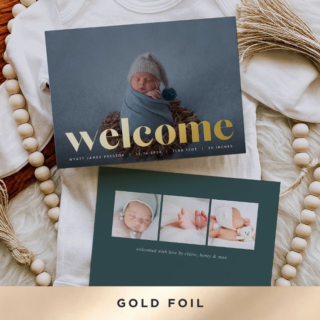 Golden Welcome | Foil Birth Announcement (Creator Uploaded)