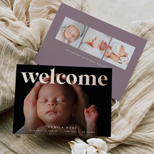 Golden Welcome | Rose Gold Foil Birth Announcement (Creator Uploaded)