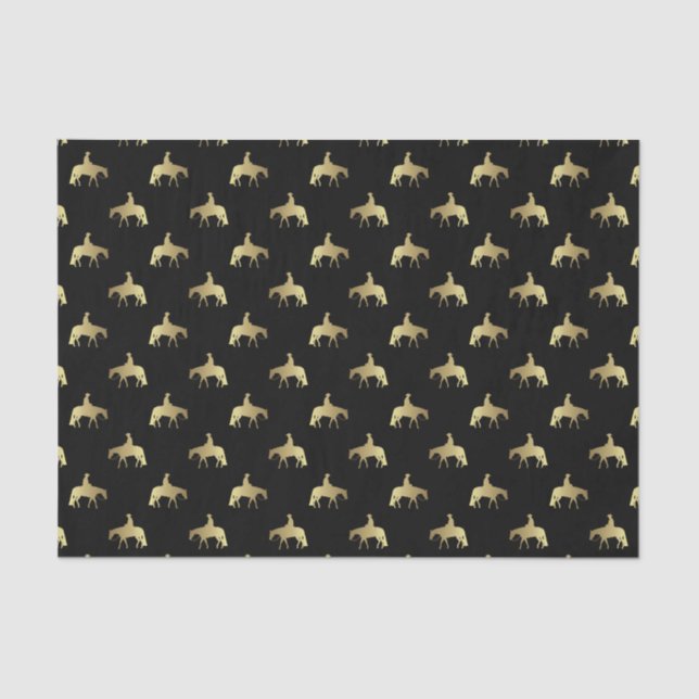 Golden Western Pleasure Horses on Black Tissue Paper (Front)