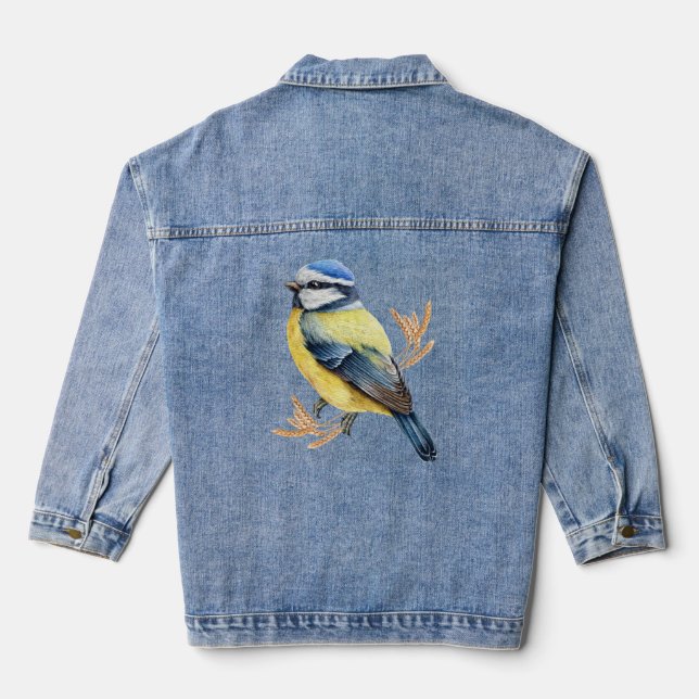 Golden Wheat and Blue Tit Denim Jacket (Back)