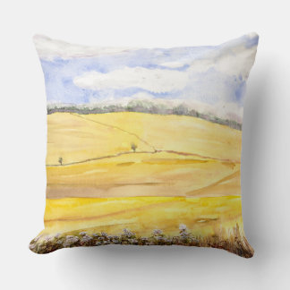 Golden wheat field in oxfordshire watercolour  cushion