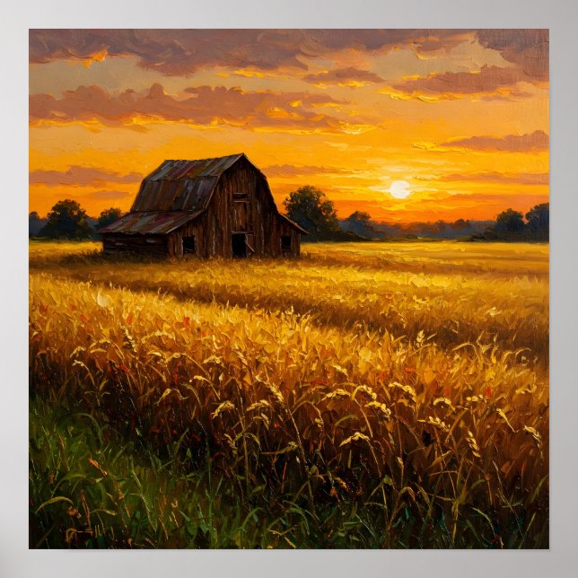Golden Wheat Field-Rustic Farmhouse  Poster (Front)